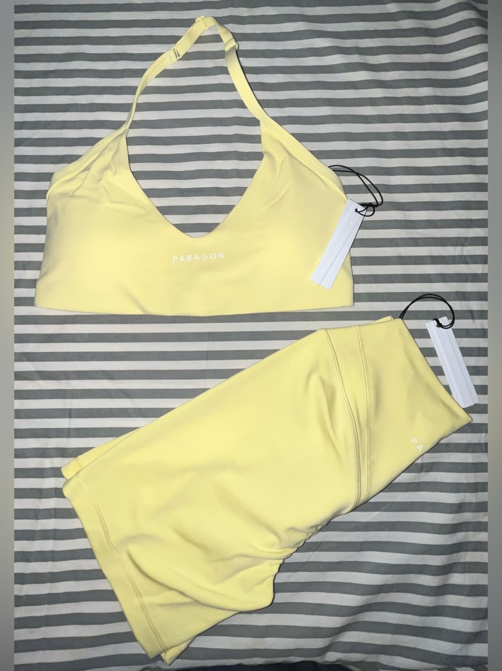 Paragon Fitwear Yellow Sports Bra and Shorts Set